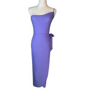 NWT PrettyLittleThing 4 Purple Textured Strappy One Shoulder Wrap Midi Dress